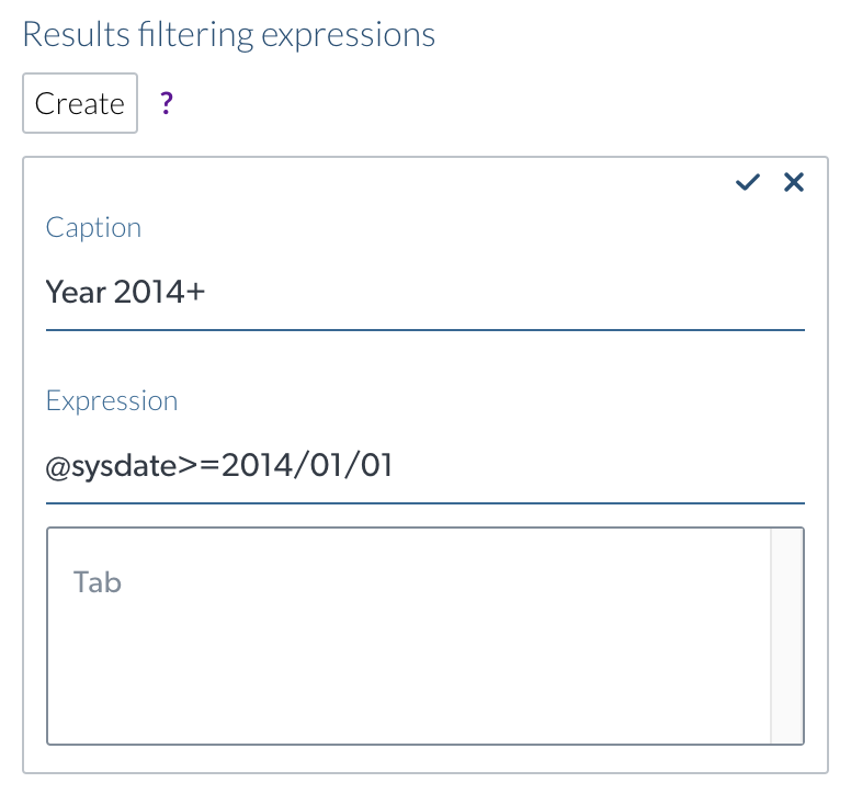 Creating a result filtering expression