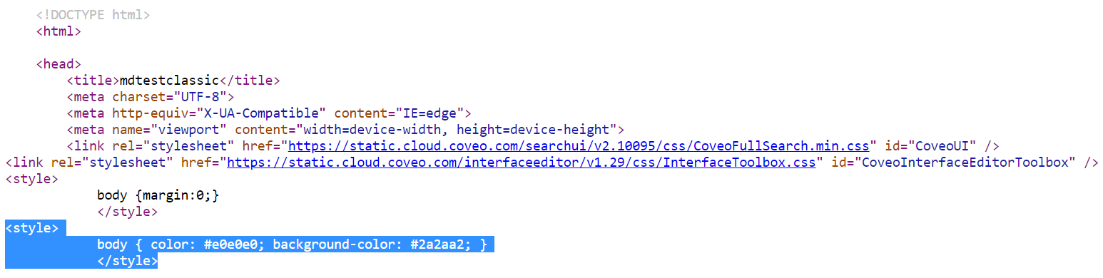 adding inline CSS in hosted search page using a POST request