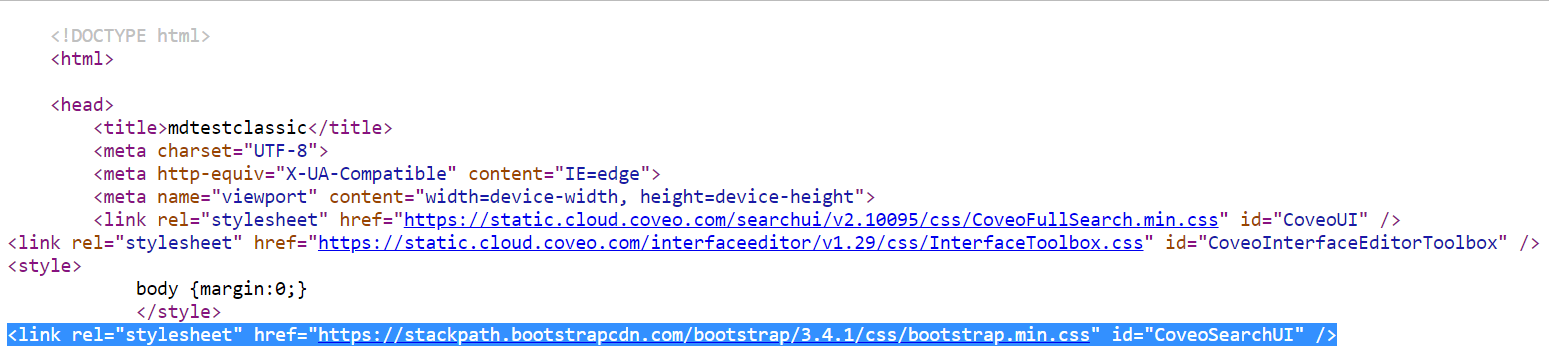 adding reference to CSS file in hosted search page using a POST request