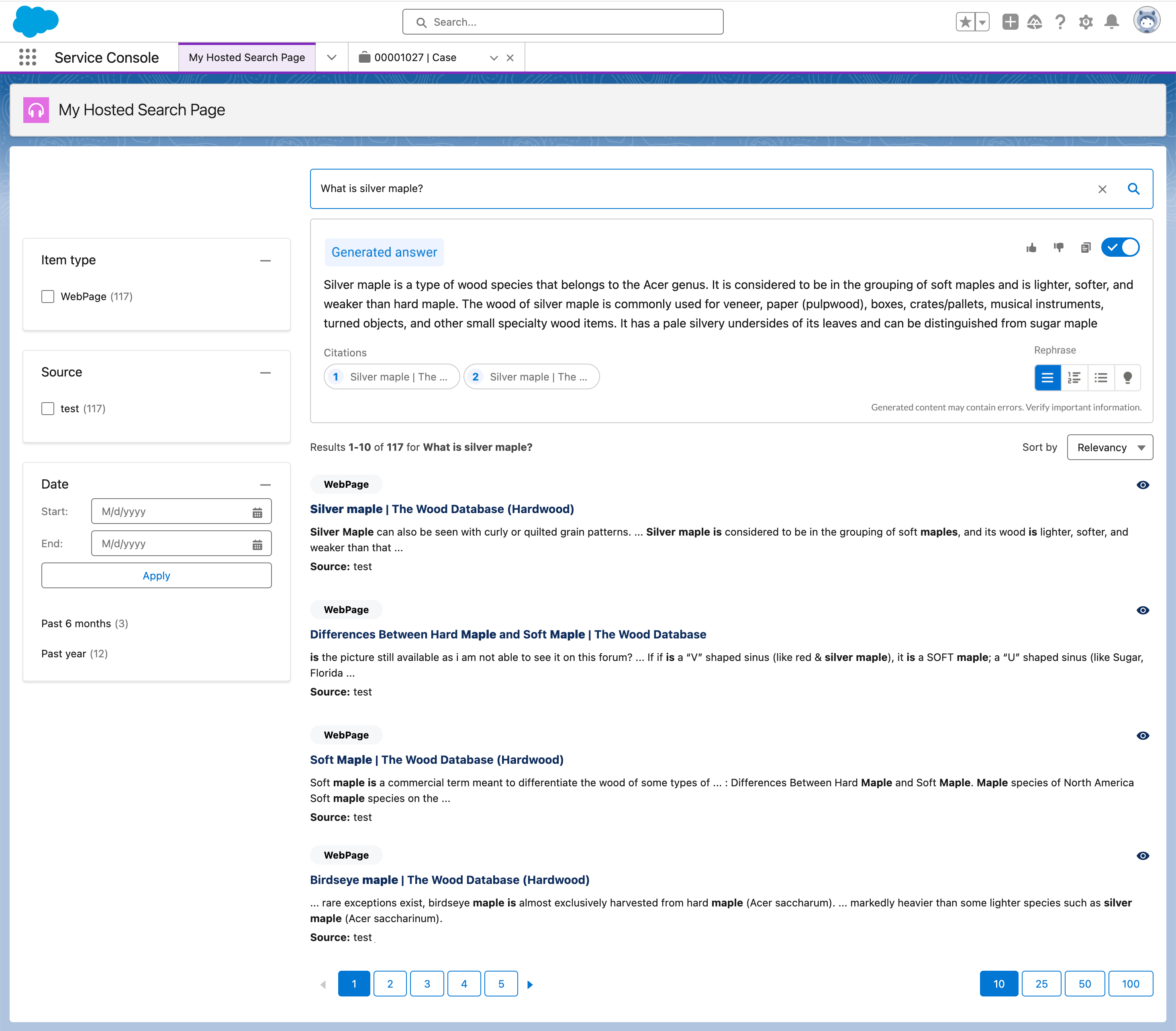 Console Hosted Search Page | Coveo for Salesforce