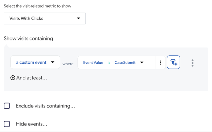 Add a Visit Card panel showing visit filter options | Coveo