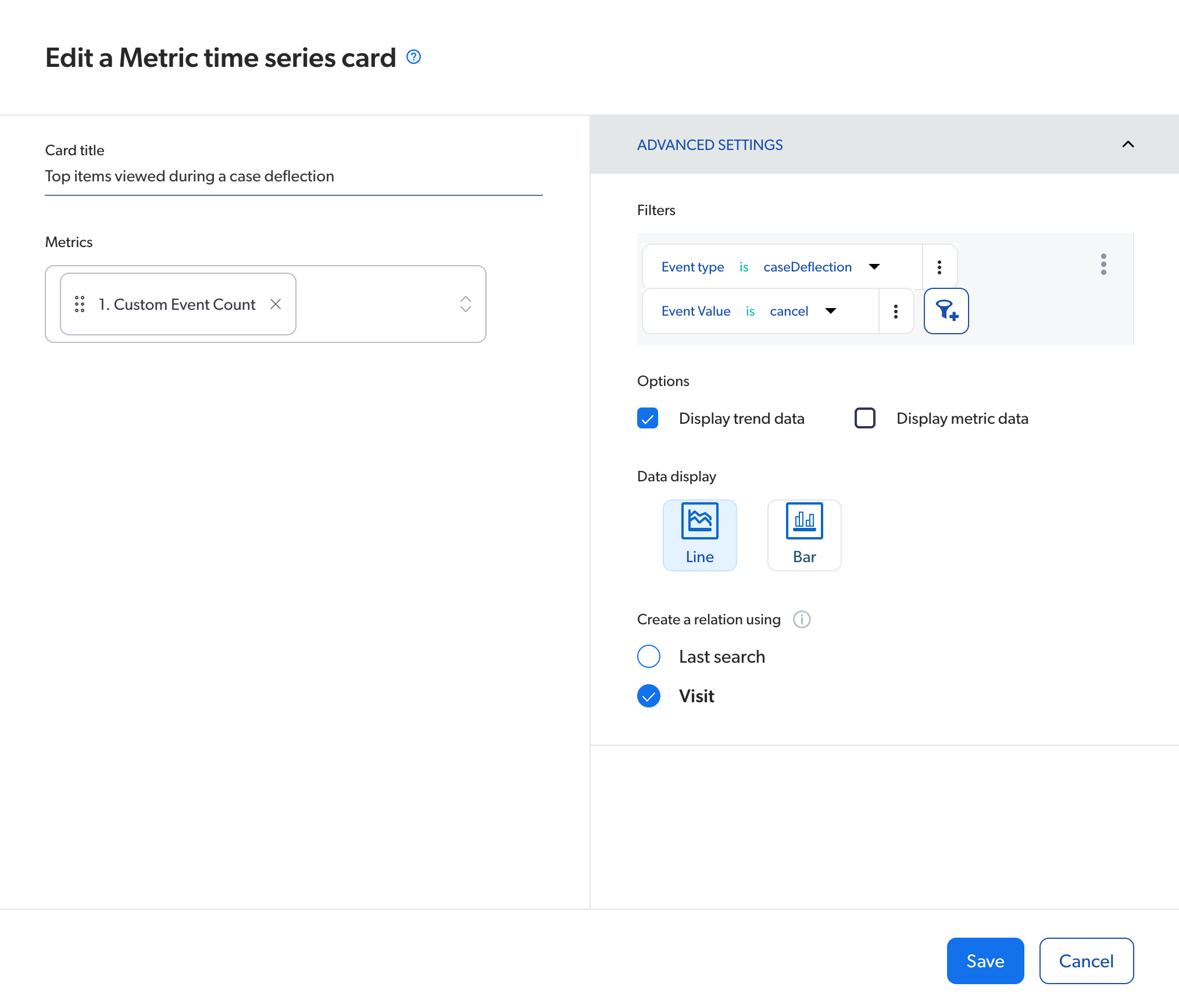 Add a Metric Time Series Card panel | Coveo