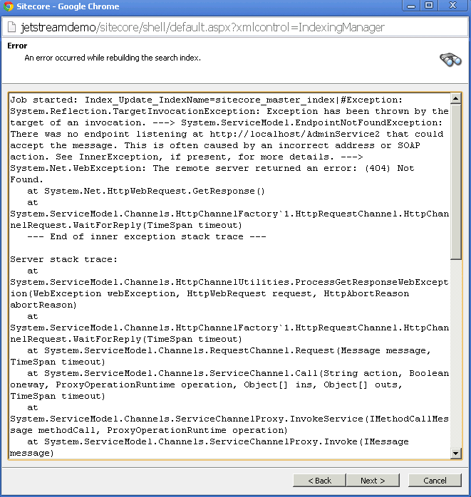 When performing a rebuild of the Coveo indexes via the Indexing Manager of Sitecore (Sitecore start menu > Control Panel >…​ | Coveo for Sitecore 4
