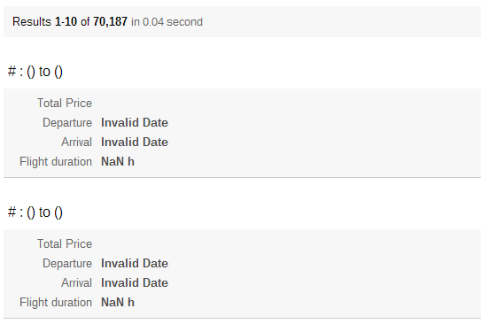 Currently flight destinations shouldn’t display properly | Coveo for Sitecore 4