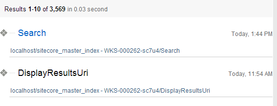 Open your search page in a web browser to validate that the result URIs are no longer displayed when the DisplayResultsUri…​ | Coveo for Sitecore 4