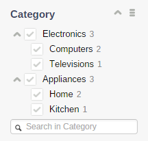 Specifically you will learn how to create a category and subcategory hierarchical facet as shown below | Coveo for Sitecore 4