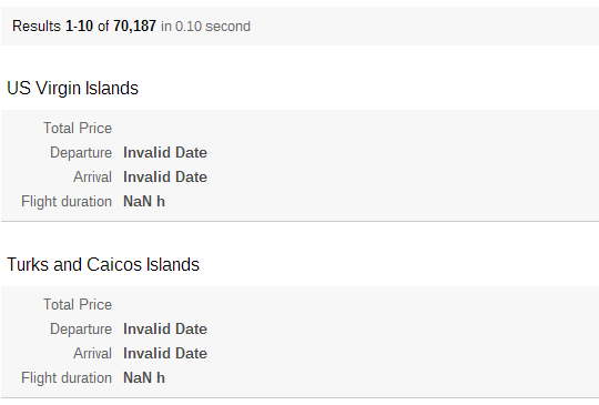 In this case you’re displaying the departure and arrival airports for flights and the location of destinations | Coveo for Sitecore 4
