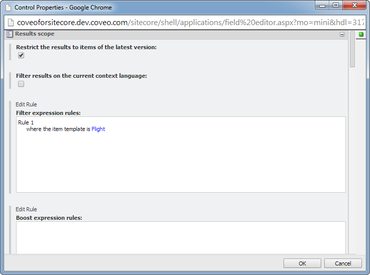 Open your Coveo Search Component properties | Coveo for Sitecore 4