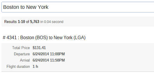 Validate that flights and destinations are displayed correctly by searching for specific flights and destinations | Coveo for Sitecore 4