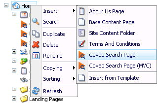 Coveo for Sitecore allows you to create items of type Coveo-Powered Search Page in your Sitecore Content Tree | Coveo for Sitecore 4