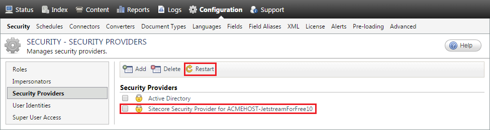 When a security provider has connection issues with your Sitecore instance it’s often recommended to restart it allowing it…​ | Coveo for Sitecore 4
