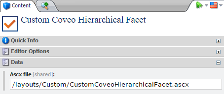 Change the value of the layout Ascx file field to /layouts/Custom/CustomCoveoHierarchicalFacet.ascx | Coveo for Sitecore 4