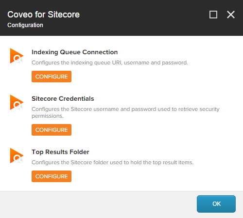 In the Coveo for Sitecore Configuration dialog choose Indexing Queue Connection | Coveo for Sitecore 4