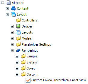 Rename the copied rendering to Custom Coveo Hierarchical Facet View | Coveo for Sitecore 4