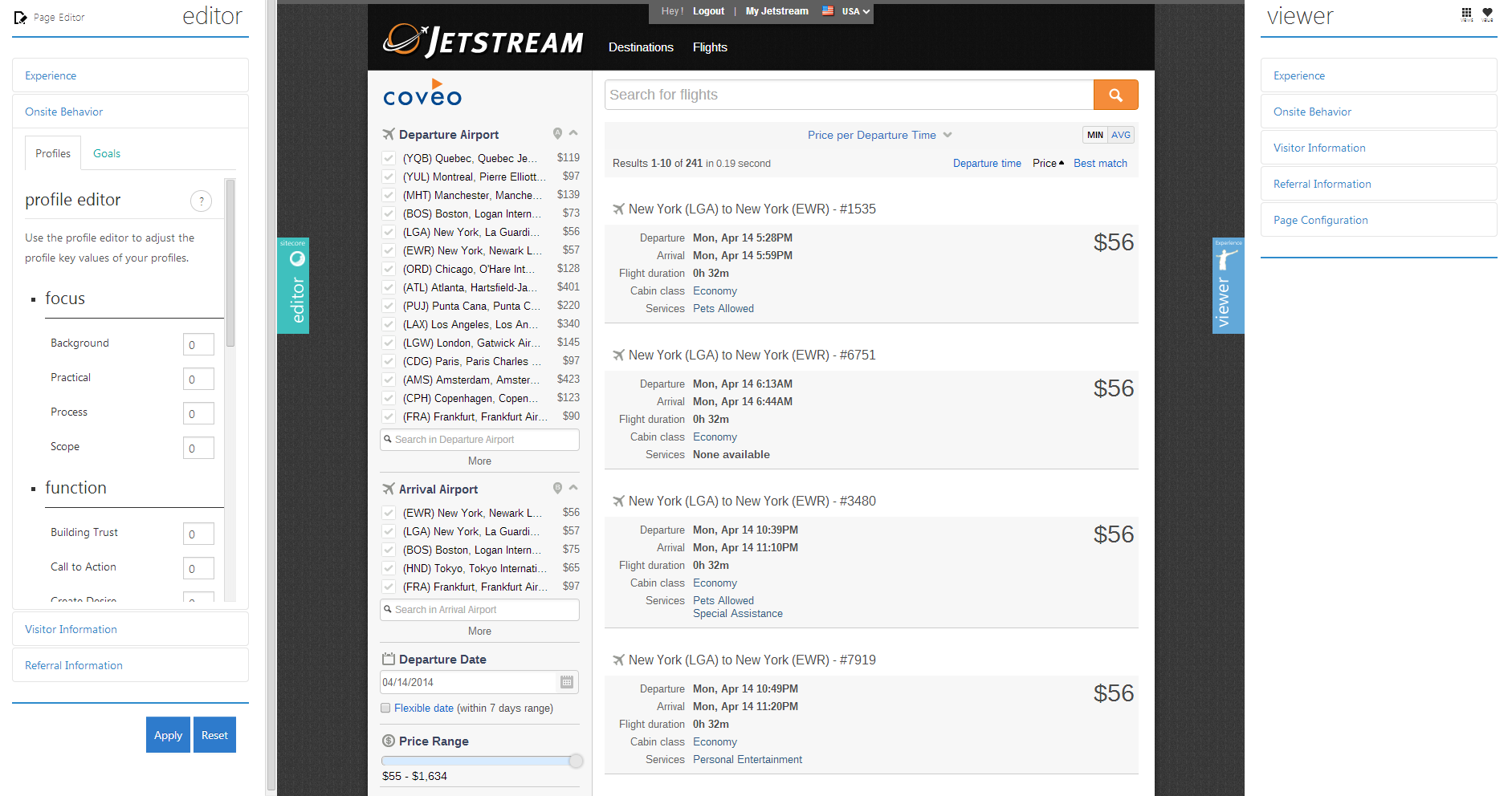 It should open two tabs on the sides of your page as such | Coveo for Sitecore 4