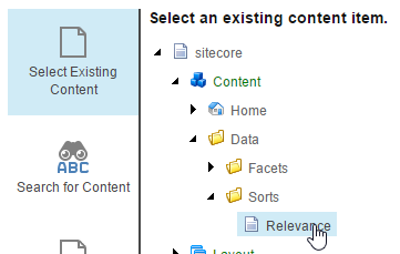 Select the corresponding parameter item and click OK | Coveo for Sitecore 4