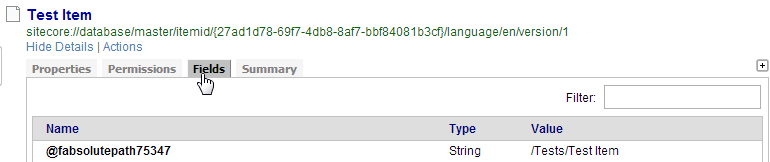 Examine the item fields by expanding the Details > Fields tab | Coveo for Sitecore 4