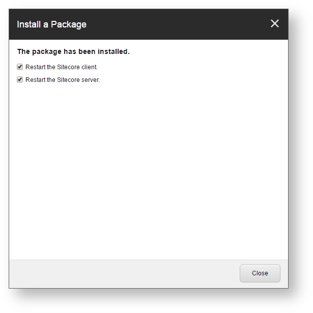 Once the installation is completed make sure that you restart both the Sitecore client and server | Coveo for Sitecore 4