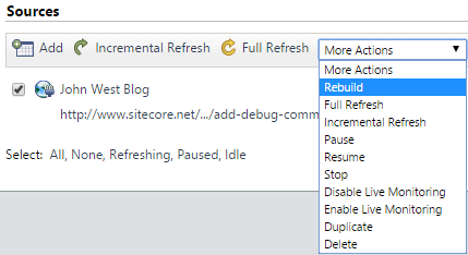 Under menu:Index[Sources and Collections] select your source and choose Rebuild | Coveo for Sitecore 4