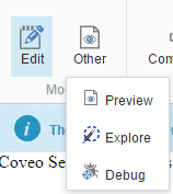 In the Experience Editor of your search page in Mode select Other and then Explore | Coveo for Sitecore 4