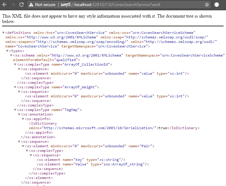 You should then see an XML output similar to this one | Coveo for Sitecore 4