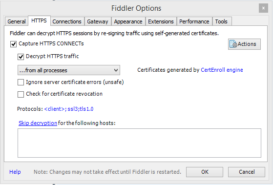 Check the Decrypt HTTPS traffic checkbox | Coveo for Sitecore 4
