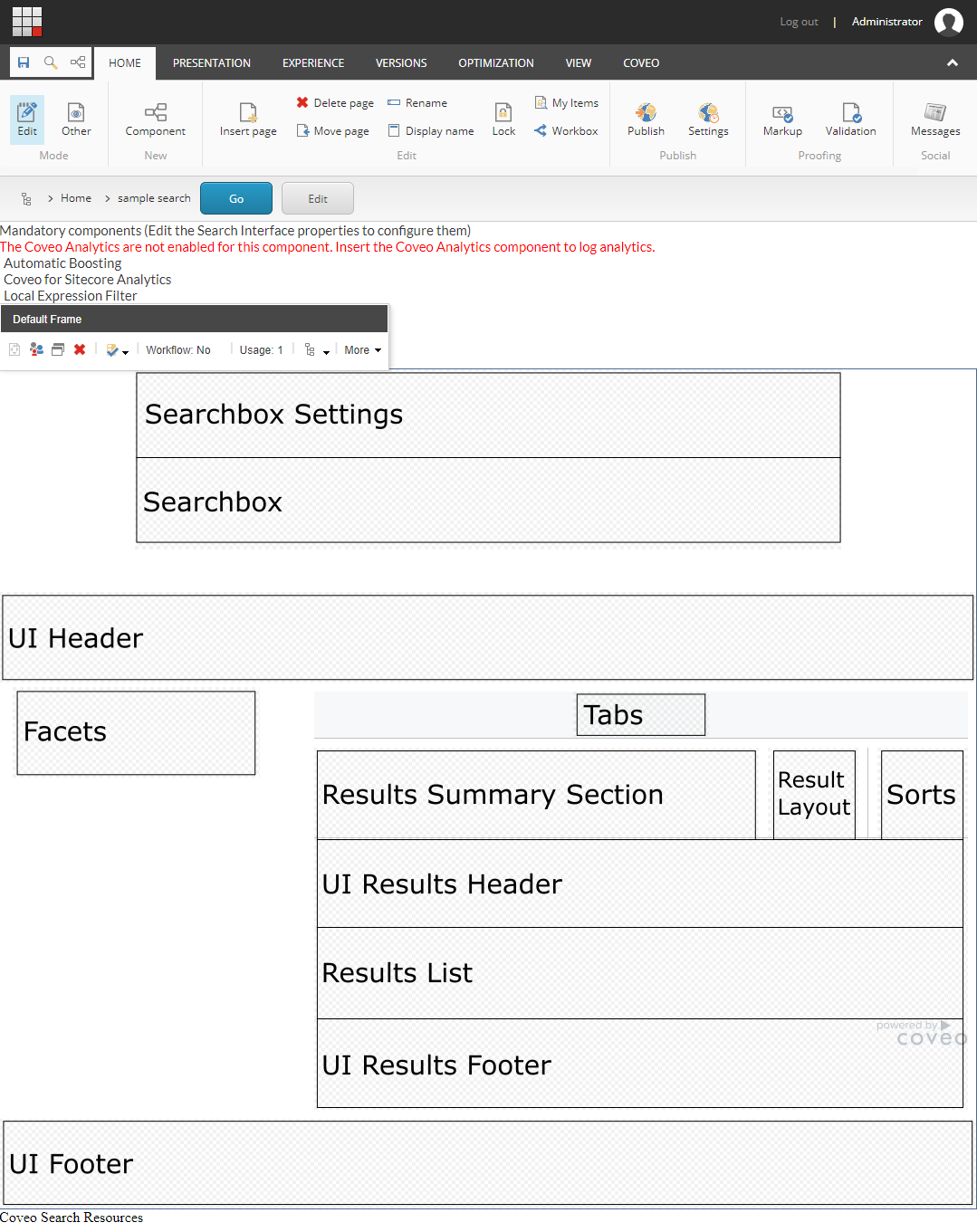Each placeholder corresponds to the following components | Coveo for Sitecore 4