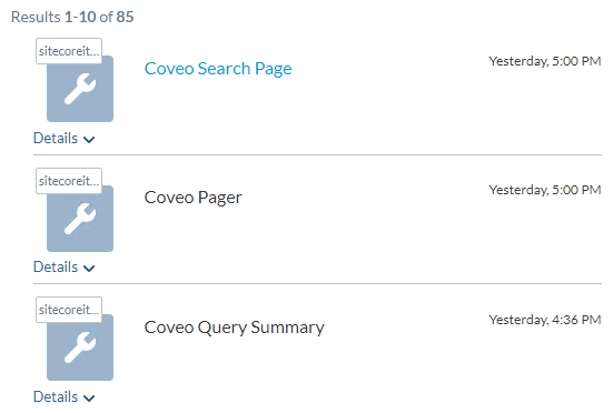 Your result list should now use your result templates | Coveo for Sitecore 4
