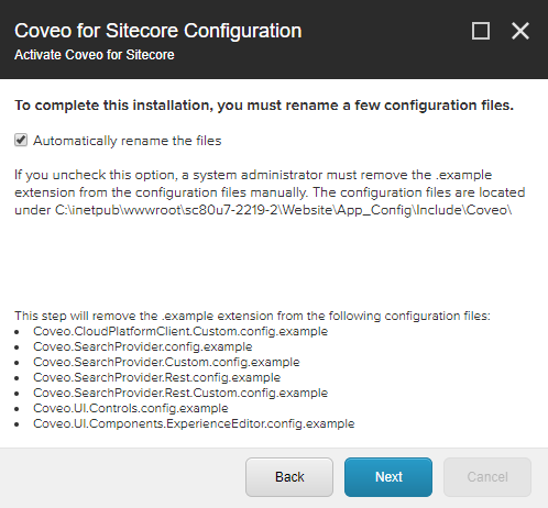 Click Next | Coveo for Sitecore 4