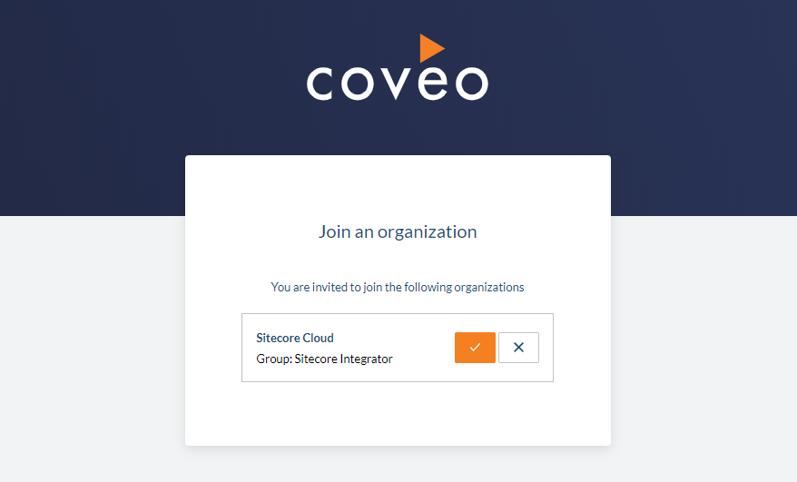 When this option isn’t enabled the user is only notified of their invitation when connecting to the Coveo Platform | Coveo for Sitecore 4