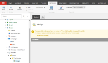 Select the "French Canada" version | Coveo for Sitecore 4