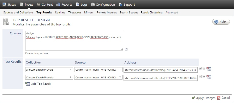 Click the top result link to see its details | Coveo for Sitecore 4