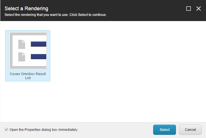 Select the CoveoOmnibox Result List component | Coveo for Sitecore 4