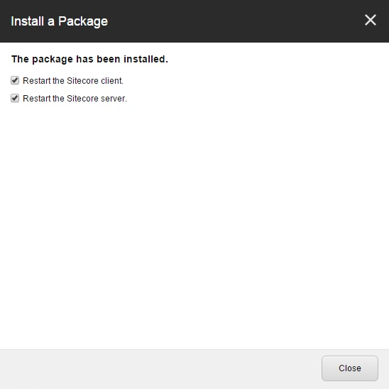 Once the installation is completed make sure that you restart both the Sitecore client and server | Coveo for Sitecore 4