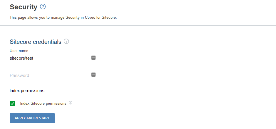At the top of the security page specify your new settings | Coveo for Sitecore 4