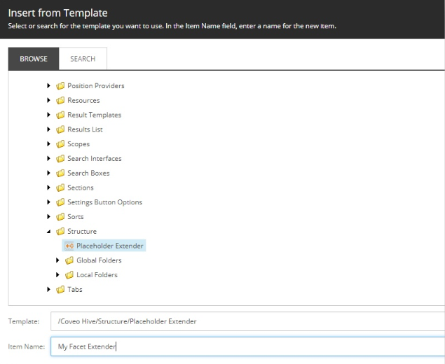 Choose a name that identifies what you’re extending | Coveo for Sitecore 4