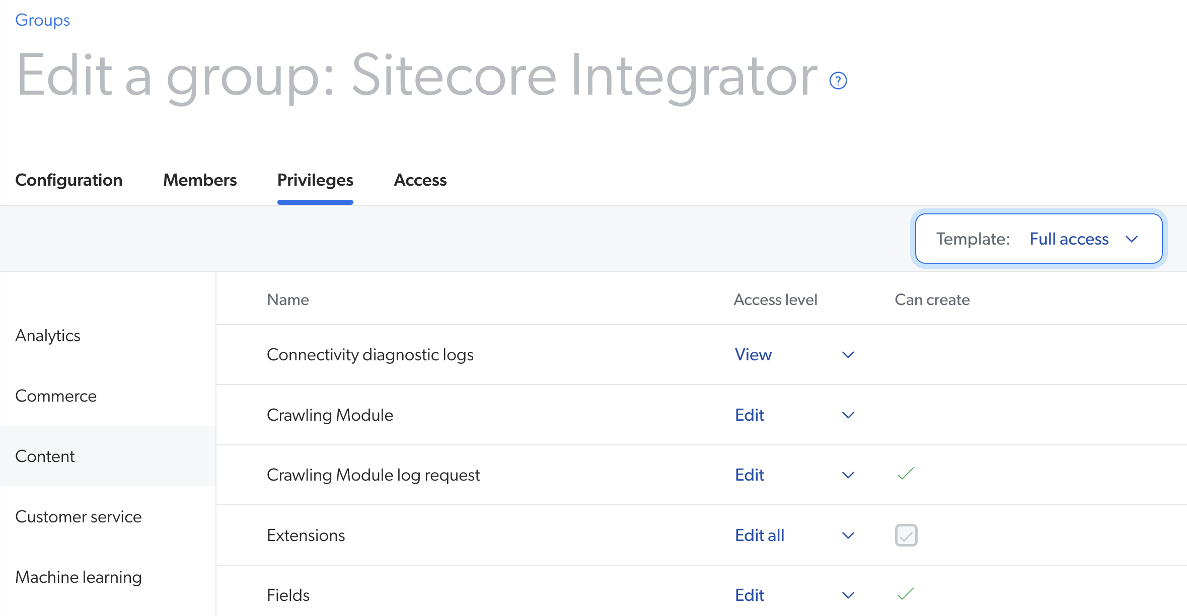 This setting applies to all privilege domains in all services  | Coveo for Sitecore 4