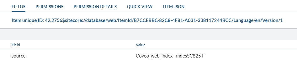 However its value isn’t ACME but rather the name of your Coveo Cloud web index | Coveo for Sitecore 4