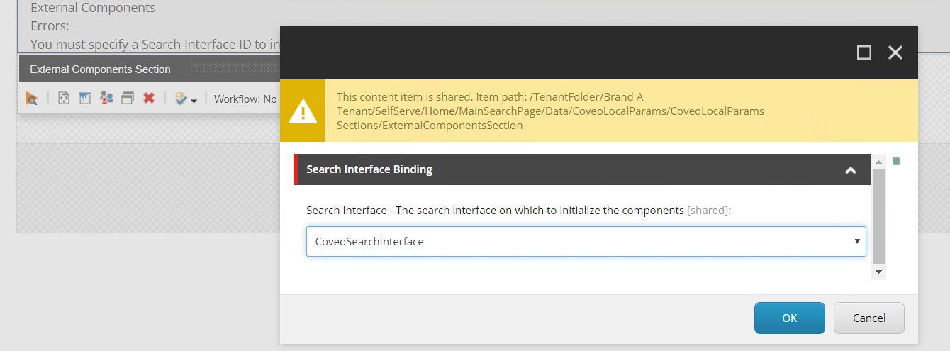 External Component Section binding