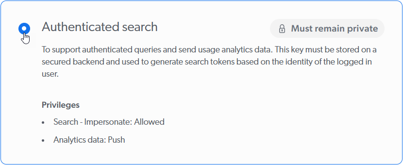 Creating an API key for authenticated search | Coveo