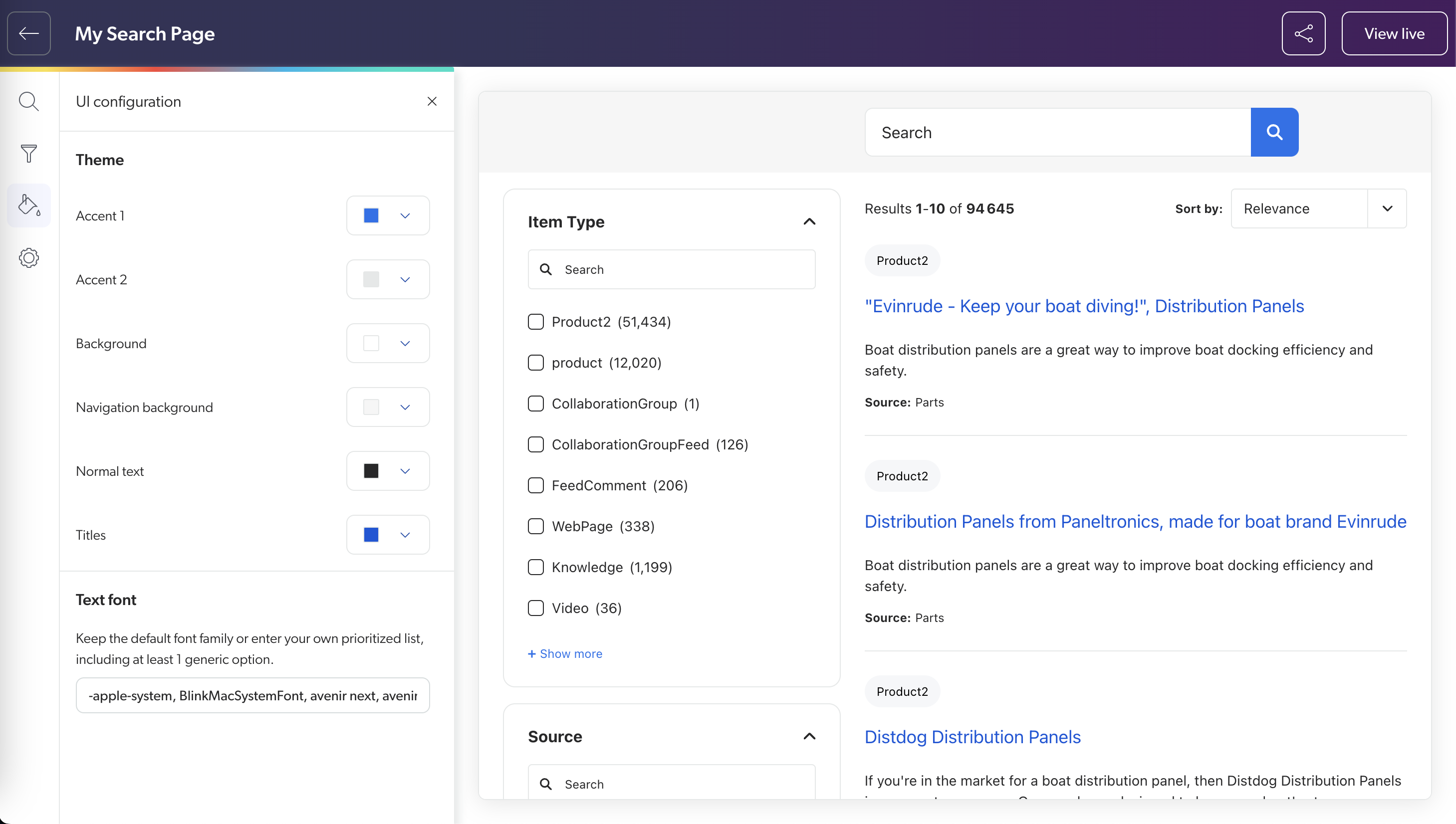 New search page builder Coveo