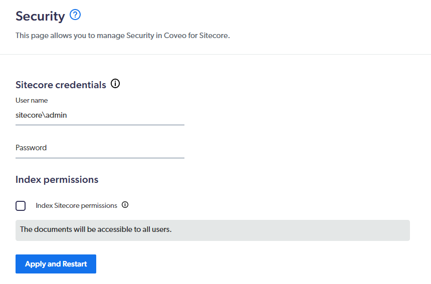 Editing the security settings | Coveo for Sitecore 5