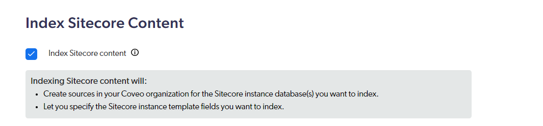 Index Sitecore content option | Coveo for Sitecore 5