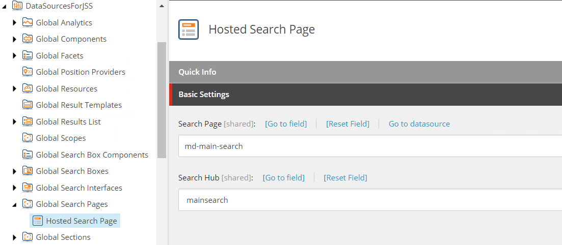 Hosted Search Page component data source configuration | Coveo for Sitecore 5