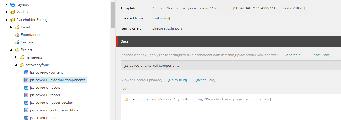 JSS Allowed Controls | Coveo for Sitecore 5