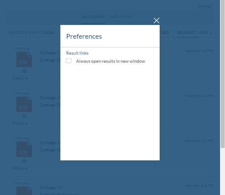 Preferences Panel Sample | Coveo for Sitecore 5