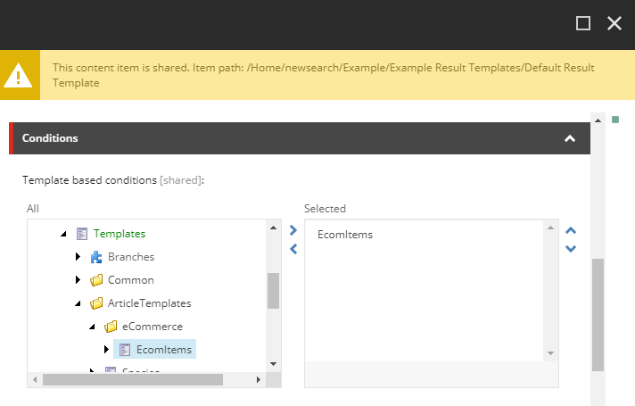 Conditions tree list | Coveo for Sitecore 5