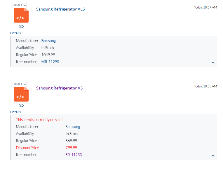 Image showing a sample result template | Coveo for Sitecore 5