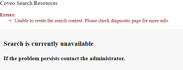 Unable Create Search Context | Coveo for Sitecore 5