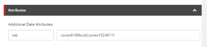 Screenshot of a data source with a tab key and its value set to two DOM unique ids separated by a comma | Coveo